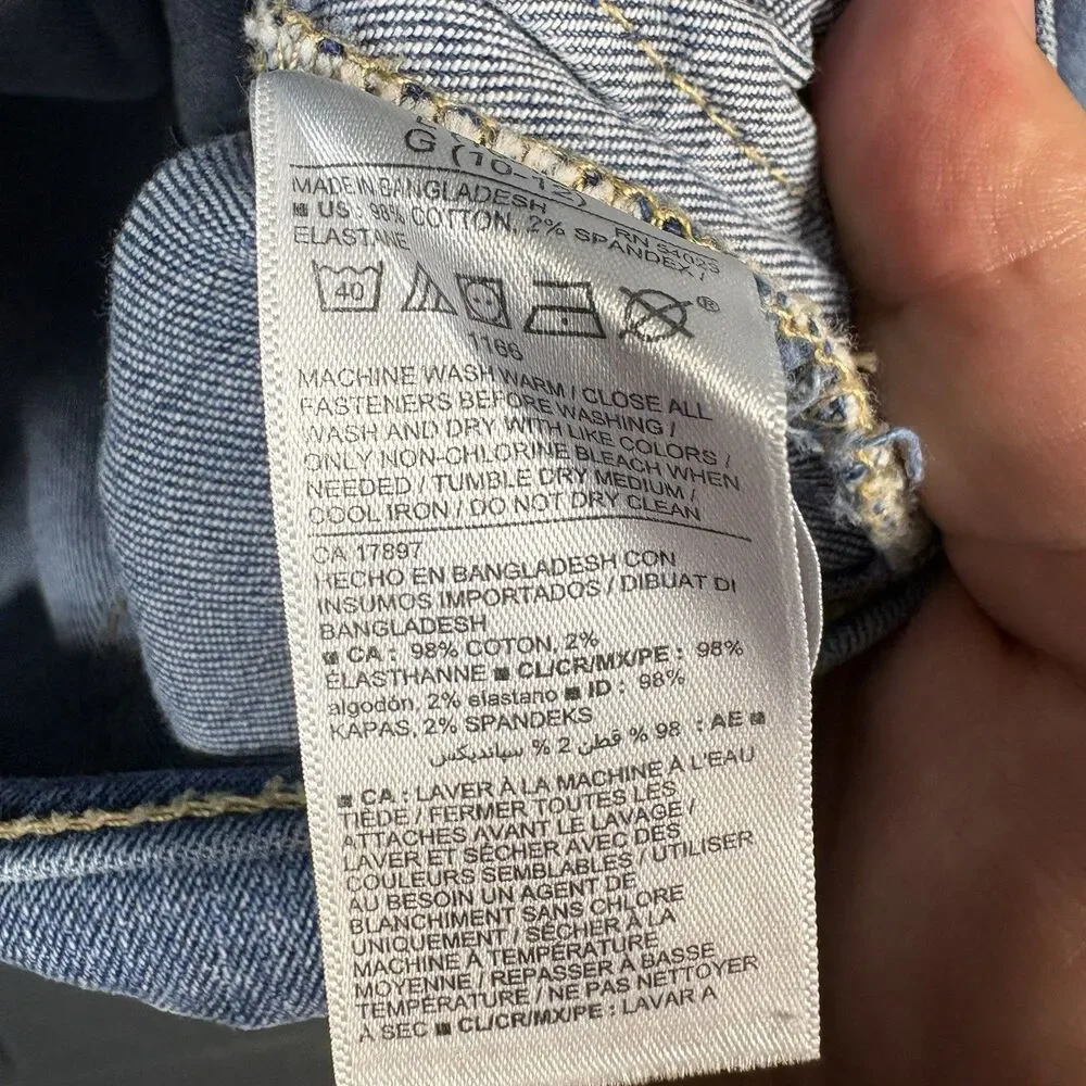 Old Navy Kids Denim Jacket Youth Large 10-12 Blue Trucker Button Front Stretch